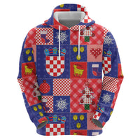 Croatia Christmas Patchwork Zip Hoodie - Wonder Print Shop