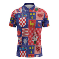 Croatia Christmas Patchwork Zipper Polo Shirt - Wonder Print Shop