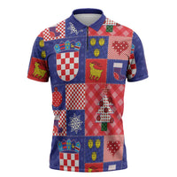 Croatia Christmas Patchwork Zipper Polo Shirt - Wonder Print Shop