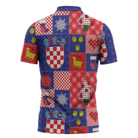 Croatia Christmas Patchwork Zipper Polo Shirt - Wonder Print Shop