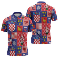 Croatia Christmas Patchwork Zipper Polo Shirt - Wonder Print Shop