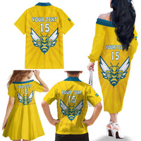 Custom Rwanda Football Family Matching Off The Shoulder Long Sleeve Dress and Hawaiian Shirt Go Amavubi
