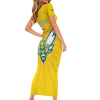 Custom Rwanda Football Short Sleeve Bodycon Dress Go Amavubi - Wonder Print Shop