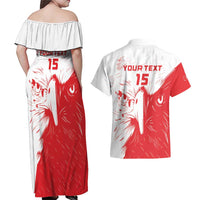 Custom Tunisia Football Couples Matching Off Shoulder Maxi Dress and Hawaiian Shirt Go Eagles of Carthage