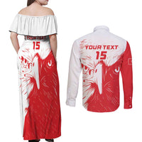 Custom Tunisia Football Couples Matching Off Shoulder Maxi Dress and Long Sleeve Button Shirt Go Eagles of Carthage