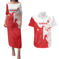 Custom Tunisia Football Couples Matching Puletasi and Hawaiian Shirt Go Eagles of Carthage