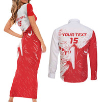 Custom Tunisia Football Couples Matching Short Sleeve Bodycon Dress and Long Sleeve Button Shirt Go Eagles of Carthage