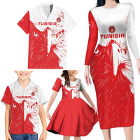 Custom Tunisia Football Family Matching Long Sleeve Bodycon Dress and Hawaiian Shirt Go Eagles of Carthage - Wonder Print Shop