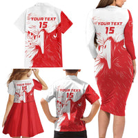 Custom Tunisia Football Family Matching Long Sleeve Bodycon Dress and Hawaiian Shirt Go Eagles of Carthage - Wonder Print Shop