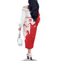Custom Tunisia Football Family Matching Off The Shoulder Long Sleeve Dress and Hawaiian Shirt Go Eagles of Carthage