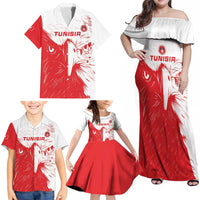 Custom Tunisia Football Family Matching Off Shoulder Maxi Dress and Hawaiian Shirt Go Eagles of Carthage - Wonder Print Shop