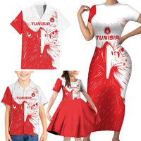 Custom Tunisia Football Family Matching Short Sleeve Bodycon Dress and Hawaiian Shirt Go Eagles of Carthage - Wonder Print Shop