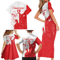 Custom Tunisia Football Family Matching Short Sleeve Bodycon Dress and Hawaiian Shirt Go Eagles of Carthage - Wonder Print Shop