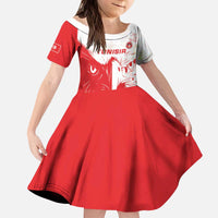Custom Tunisia Football Kid Short Sleeve Dress Go Eagles of Carthage - Wonder Print Shop