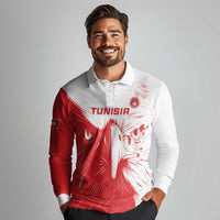 Custom Tunisia Football Long Sleeve Polo Shirt Go Eagles of Carthage - Wonder Print Shop