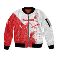 Custom Tunisia Football Sleeve Zip Bomber Jacket Go Eagles of Carthage - Wonder Print Shop
