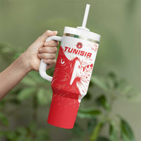 Custom Tunisia Football Tumbler With Handle Go Eagles of Carthage - Wonder Print Shop