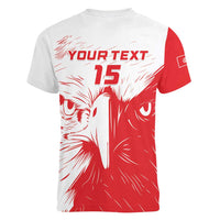 Custom Tunisia Football Women V-Neck T-Shirt Go Eagles of Carthage - Wonder Print Shop