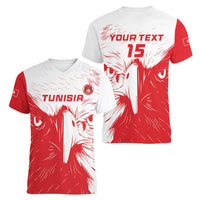 Custom Tunisia Football Women V-Neck T-Shirt Go Eagles of Carthage - Wonder Print Shop