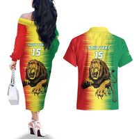 Custom Senegal Football Couples Matching Off The Shoulder Long Sleeve Dress and Hawaiian Shirt Go Lions of Teranga