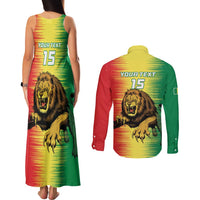 Custom Senegal Football Couples Matching Tank Maxi Dress and Long Sleeve Button Shirt Go Lions of Teranga