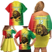 Custom Senegal Football Family Matching Off Shoulder Short Dress and Hawaiian Shirt Go Lions of Teranga - Wonder Print Shop