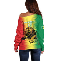 Custom Senegal Football Off Shoulder Sweater Go Lions of Teranga - Wonder Print Shop