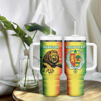 Custom Senegal Football Tumbler With Handle Go Lions of Teranga - Wonder Print Shop