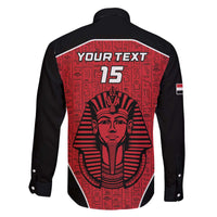 Custom Egypt Football Family Matching Off The Shoulder Long Sleeve Dress and Hawaiian Shirt Go Pharaohs