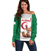 Custom Algeria Football Off Shoulder Sweater Go Fennec Foxes - Wonder Print Shop