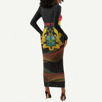 Personalized Ghana Black History Month Long Sleeve Bodycon Dress Live It Learn It Make It - Wonder Print Shop