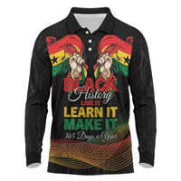 Personalized Ghana Black History Month Long Sleeve Polo Shirt Live It Learn It Make It - Wonder Print Shop