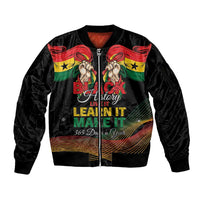 Personalized Ghana Black History Month Sleeve Zip Bomber Jacket Live It Learn It Make It - Wonder Print Shop