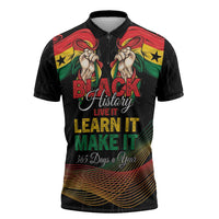 Personalized Ghana Black History Month Zipper Polo Shirt Live It Learn It Make It - Wonder Print Shop