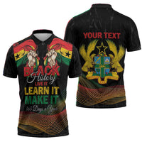 Personalized Ghana Black History Month Zipper Polo Shirt Live It Learn It Make It - Wonder Print Shop