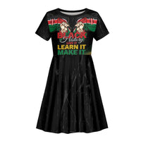 Personalized Kenya Black History Month Kid Short Sleeve Dress Live It Learn It Make It - Wonder Print Shop
