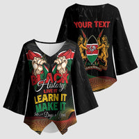 Personalized Kenya Black History Month Kimono Sleeve Blouse Live It Learn It Make It - Wonder Print Shop