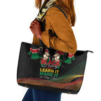 Kenya Black History Month Leather Tote Bag Live It Learn It Make It - Wonder Print Shop