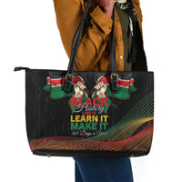 Kenya Black History Month Leather Tote Bag Live It Learn It Make It - Wonder Print Shop