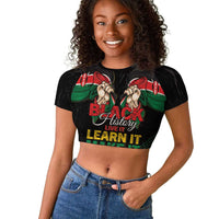 Personalized Kenya Black History Month Raglan Cropped T shirt Live It Learn It Make It - Wonder Print Shop