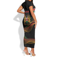 Personalized Kenya Black History Month Short Sleeve Bodycon Dress Live It Learn It Make It - Wonder Print Shop