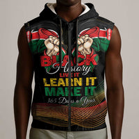 Personalized Kenya Black History Month Sleeveless Zip Hoodie Live It Learn It Make It - Wonder Print Shop