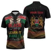 Personalized Kenya Black History Month Zipper Polo Shirt Live It Learn It Make It - Wonder Print Shop