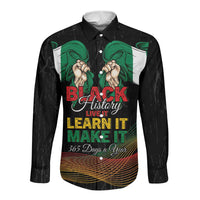 Personalized Nigeria Black History Month Long Sleeve Button Shirt Live It Learn It Make It - Wonder Print Shop