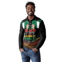 Personalized Nigeria Black History Month Long Sleeve Polo Shirt Live It Learn It Make It - Wonder Print Shop