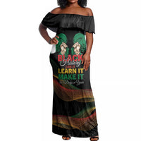 Personalized Nigeria Black History Month Off Shoulder Maxi Dress Live It Learn It Make It - Wonder Print Shop