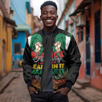 Personalized Nigeria Black History Month Sleeve Zip Bomber Jacket Live It Learn It Make It - Wonder Print Shop