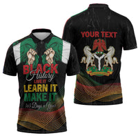 Personalized Nigeria Black History Month Zipper Polo Shirt Live It Learn It Make It - Wonder Print Shop