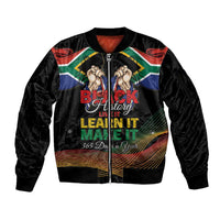 Personalized South Africa Black History Month Sleeve Zip Bomber Jacket Live It Learn It Make It - Wonder Print Shop