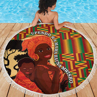 African-American Mother's Day Beach Blanket Black Mom And Son Kente Pattern